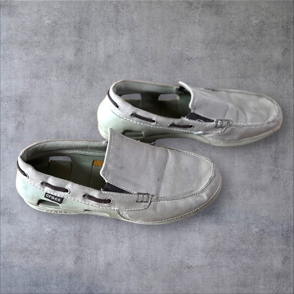 Crocs Beach Line Boat Shoes Gray/White M9 - Picture 5 of 11